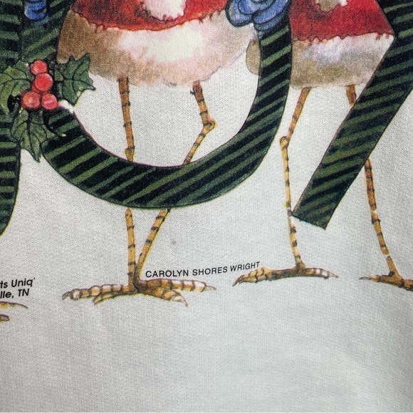 Vintage Air Waves Carolyn Shores Wright White “Joy” Bird Sweatshirt Size Large - Picture 4 of 7